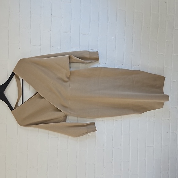 Creamy Taupe Cross over Knit midi dress - small - Picture 1 of 8